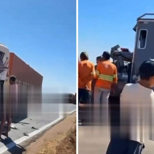 Policial Militar fica ferido em grave acidente com quatro carretas na BR-163, em Nova Mutum