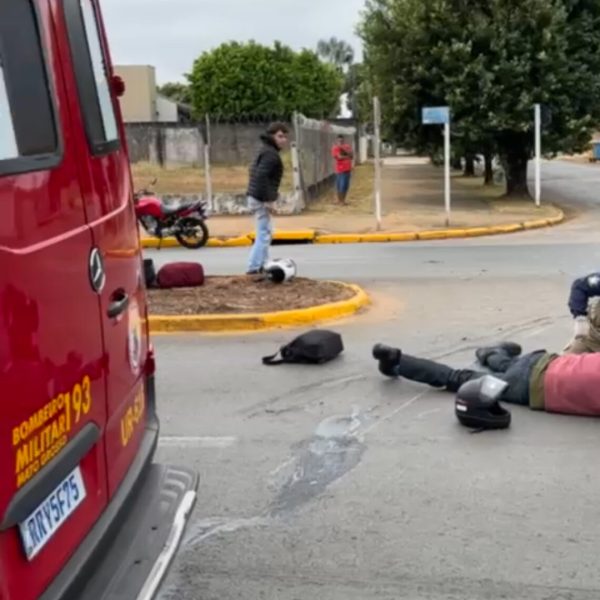 Imprudência no trânsito! Motociclista tem perna com fratura exposta após grave colisão em Lucas do Rio Verde