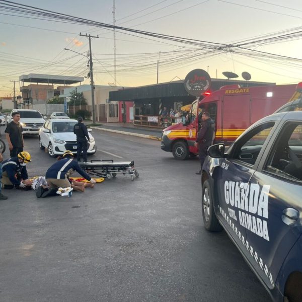 Acidente com vítima é registrado na Rua Tiradentes, no Bairro Parque das Américas
